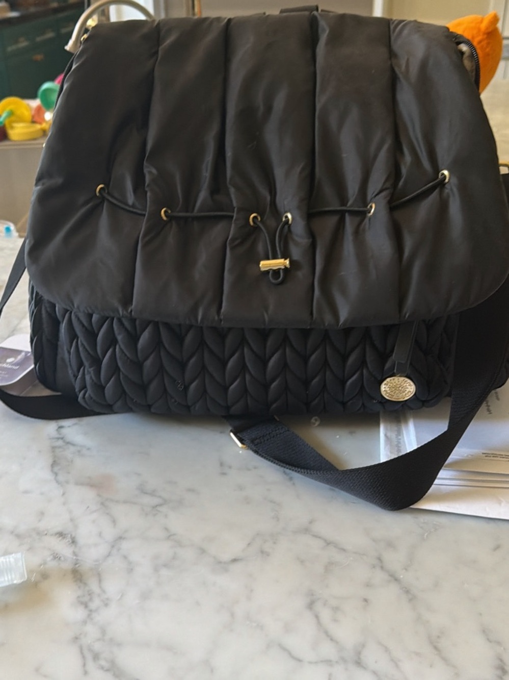Everyday Black Quilted Baby Bag with Adjustable Strap
